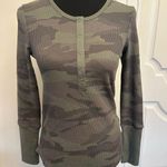 Splendid  Camouflage 4 Snap Henley Long Sleeve Top Shirt Camo NEW Photo 0