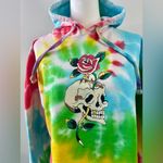 Ed Hardy Women’s  Skull Rose Tie Dye French Terry Cropped Hoodie Size M Photo 3