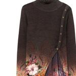 Desigual Long Freya Turtleneck Tunic Sweater Knit Chiffon $122 M Photo 0