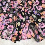 Free People  Maybel Sheer Floral Tie Front Peplum Top Crop Black‎ Pink Small New Photo 10