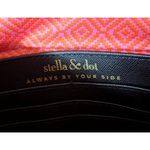 Stella & Dot City Slim City Clutch Woven Raffia Black and Gold Diamond Pattern Photo 5