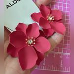 ALDO earrings red pink flower gold tone Photo 1