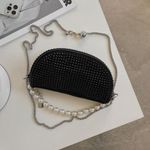 Rhinestone Purse Crystal Evening Clutch Bag Bling Handbags For Women With Pearl Chain and Metal Chain Photo 2