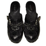 WANTED BLACK WITH SILVER BUCKLE SLIDE ON HEELS SIZE 7.5 Photo 1