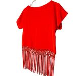 NWT Michael Michael Kors Burnt Orange Short Sleeve Fringe Bottom Top Size XS Photo 2