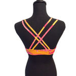 Athleta Medium M Criss Cross Back Floral Print Sport Bra Orange pink Photo 1