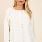 Sézane  White Long Sleeve Blouse with Covered Buttons size 34 Photo 0