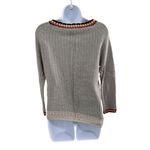 T H M L ‎ Gray Beige Asymmetric Hem Crocheted Knit Pullover Sweater M Photo 4