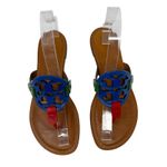 Tory Burch Colorblock Miller Sandals Size 7 Multicolor Logo Thong Flats Shoes Photo 2