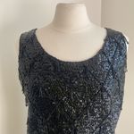 VINTAGE Sequin Tank Womens Sz Large 100% Wool Black Cocktail Photo 2