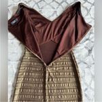 Tadashi Shoji  Metallic Bronze Gold Pleated Formal Cocktail Dress Small Photo 10