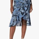 Parker  Women's Knee Length, Drew Skirt marine safari sz10 ruffle flower print Photo 0