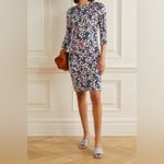 ERDEM Reese bright floral boat neck stretch ponte bodycon knee length dress 12 Black Photo 8