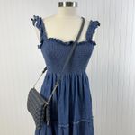 Sole Society Woven Flap Crossbody Bag Clutch Navy Blue Boho Minimalist Neutral Photo 15