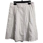 Ann Taylor  White Eyelet Lace A-Line Skirt Summer Floral Cutout Feminine Size 2‎ Photo 1