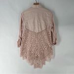Soft Surroundings  Blush Linen Button Down See Through Lace Back‎ High Low Shirt Photo 6