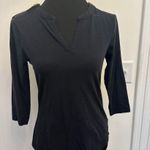 Michael Kors MICHAEL  Navy Long Sleeve T-Shirt Gold Zipper Detail Shoulders Photo 5