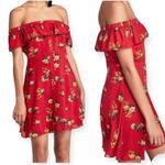 ZARA  Dress Red Floral Off Shoulder Size S Cocktail Beach Festival Boho Y2K Photo 3