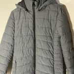 Express woman’s long puffer coat, small, winter coat, puffer coat Gray Photo 2