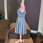 Women’s Off the Shoulder Short Blue & Silver Sparkly Prom Party Dress Size 10 Photo 2