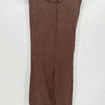 East India Womens Linen Maxi Dress Size L Brown Linen Side Slit Lagenlook Boho Size L Photo 0