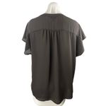 Banana Republic  Women's Black Short Sleeve Notch V Neck Shirt Blouse Top Size L Photo 1