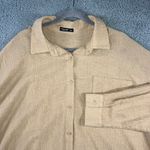 Textured Button Up Shirt Women 0XL Relaxed Fit Vacation‎ Travel Academia Tan Size 0X Photo 1