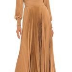 ALC Frank NWOT A.L.C. Leah II Pleated Maxi Dress in Toffee Brown Photo 0
