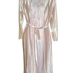 Vintage Lorraine Peignoir Set | Blush Pink Satin Nightgown & Robe | 1980s Embroi Photo 0