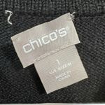 Chico's Chico’s Black Long Sleeve Sweater with Pleated Chiffon Floral Print Back Sz 1/M Photo 10