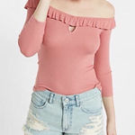 EXPRESS ✨ Keyhole Cut-Out Off The Shoulder Tee✨ Photo 0