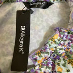 Allegra K Allegra Ruffle floral Chiffon Tie Neck Puff Short Sleeve women's smoke dress M Photo 8