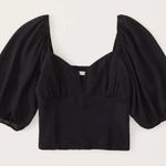 Abercrombie & Fitch Abercrombie & Fitch Black Puff Sleeve Crop Top Size Small Photo 0