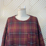 ZARA  Dress Plaid Oversized Short Sleeve T-Shirt Red‎ Check Dress Size Medium Photo 3