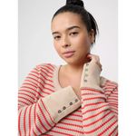 Torrid Womens Striped Long Sleeve Thermal Fitted Crew Neck Beige Red Size 2 Photo 1