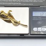 Vintage Gold Flower Bud Damascene Brooch Photo 7