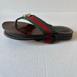 Gucci  Kika Interlocking GG Web Stripe Flat Thong Sandals Red Green Size EU 38 Photo 9