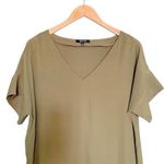 Madewell  Novel Dress Size Small Olive Green Crepe Short Sleeve Mini Dress Preppy Photo 4