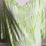 Chico's Chico’s • Green White Patterned Ruffle Blouse Photo 0