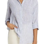 Jones New York Jones & CO Plus 2X Linen Tunic Top Button Front Striped Blue Beachy Resort Airy Photo 0