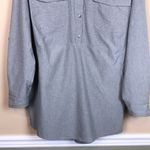 Duluth Trading Co Women’s Gray Stripes Utility Pockets Drawstring Tunic Shirt Size 1X Photo 2