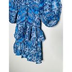Sandro  Blue Floral Linen Blend A-Line V-Neck Mini Dress Size 36 US 4 Photo 9