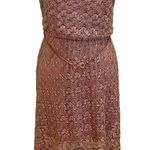 Brown Lacy High Low Lace Sundress Faux Leather Belt Photo 0