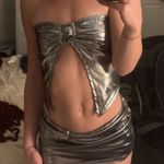 SheIn Silver Metallic Skirt And Top Photo 2