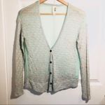 Francesca’s Birdcage Mesh Sweater Cardigan Mint Green S Green Photo 1