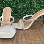 Journee Collection Reena White Rhinestone Heels Size 9 β Bridal Dressy Mule NEW Photo 0