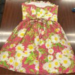 Lilly Pulitzer  Briddie Strapless‎ Silk Blend Mini Floral Dress Size 8 Daisy Pink Photo 6