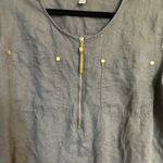 Ellen Tracy   Linen 3/4 Sleeve Top with Black Gold accent Photo 4