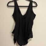 Lands' End  Swimsuit One Piece Wrap Front Tie V-Neck Black Size 14L Long Torso Photo 3