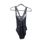 Nautica  Womens Navy Blue Striped‎ Swimsuit Cross Back One Piece Medium Photo 2